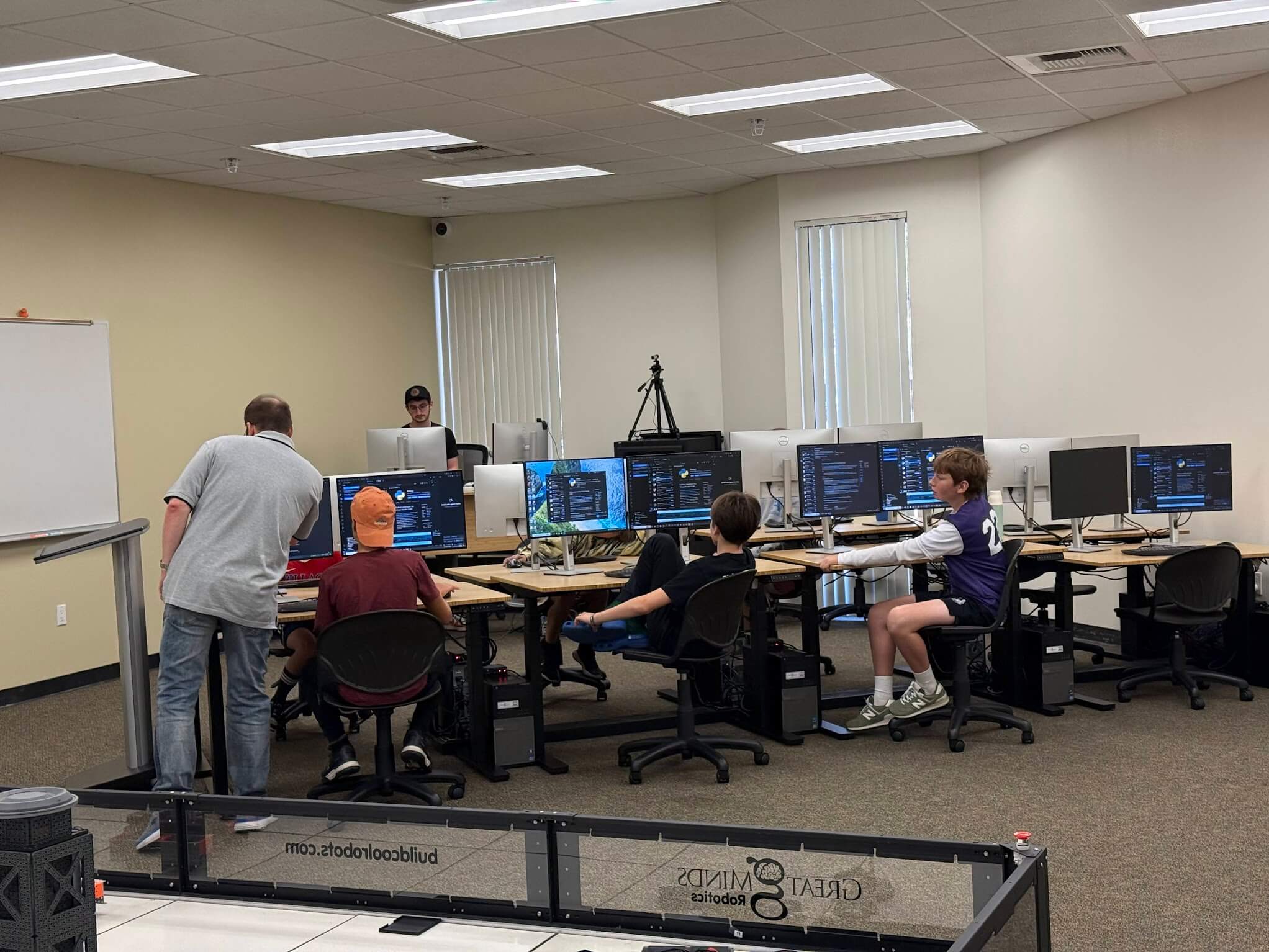 Students working with technology computers